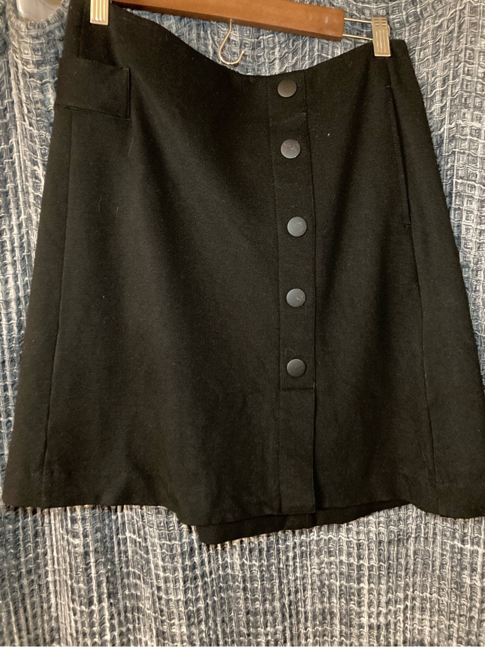 Cabi Classic Black Button-Front A-Line Skirt